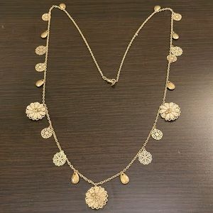 Long Floral Gold Necklace